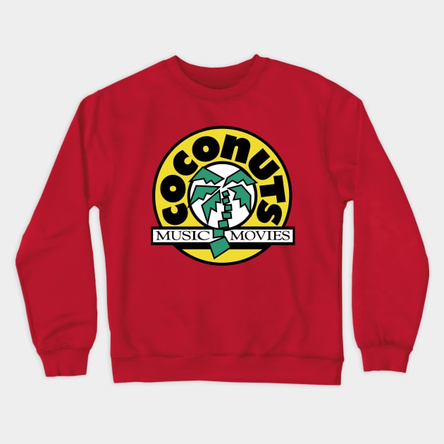 Coconuts Music & Movies Retro Store Crewneck Sweatshirt by carcinojen